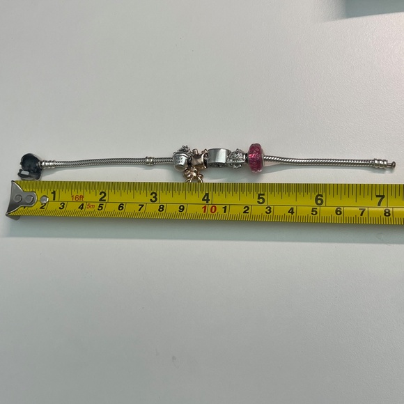 Pandora 925 silver bracelet with 5 charms reindeer owl free hugs cactus cancer - Picture 5 of 9